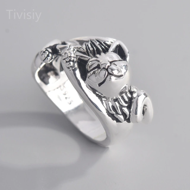 Lovely Cat Textured Ring
